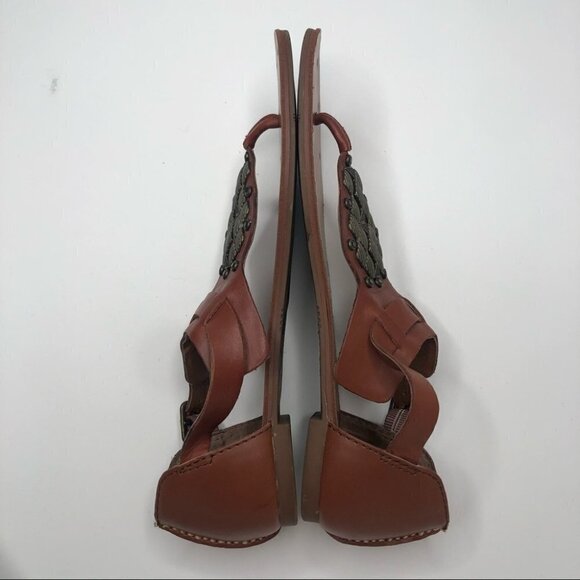 DV by Dolce Vita Draya Brown Geometric Studded Jewelled Roman Leather Sandals - Picture 5 of 16